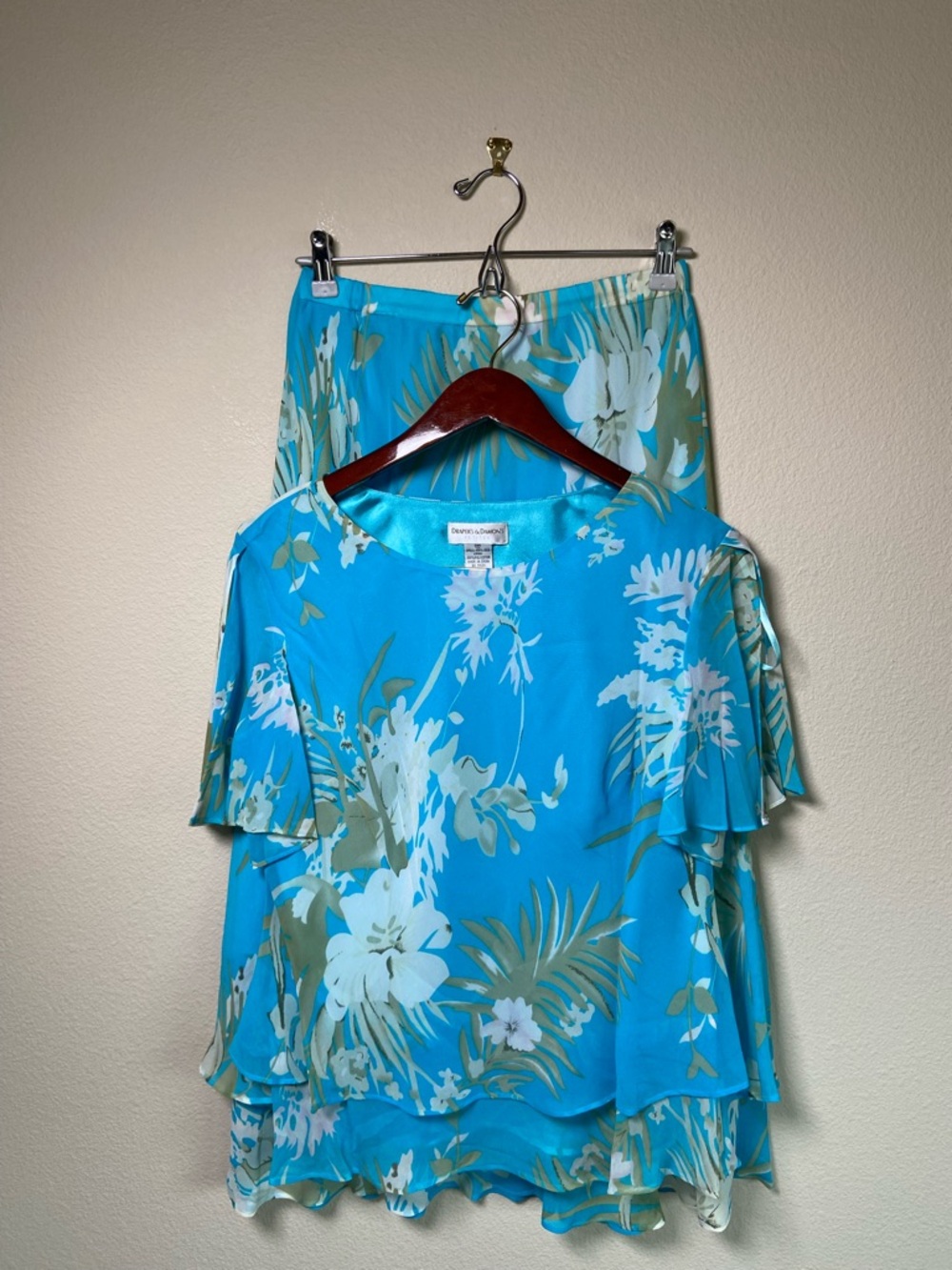 Vintage Y2K Drapers & Damons Silk Blouse and Skirt Set